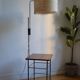 Vintage modernist reading floor lamp with table Poland 1960