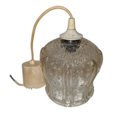 Vintage glass pendant lamp from 1970