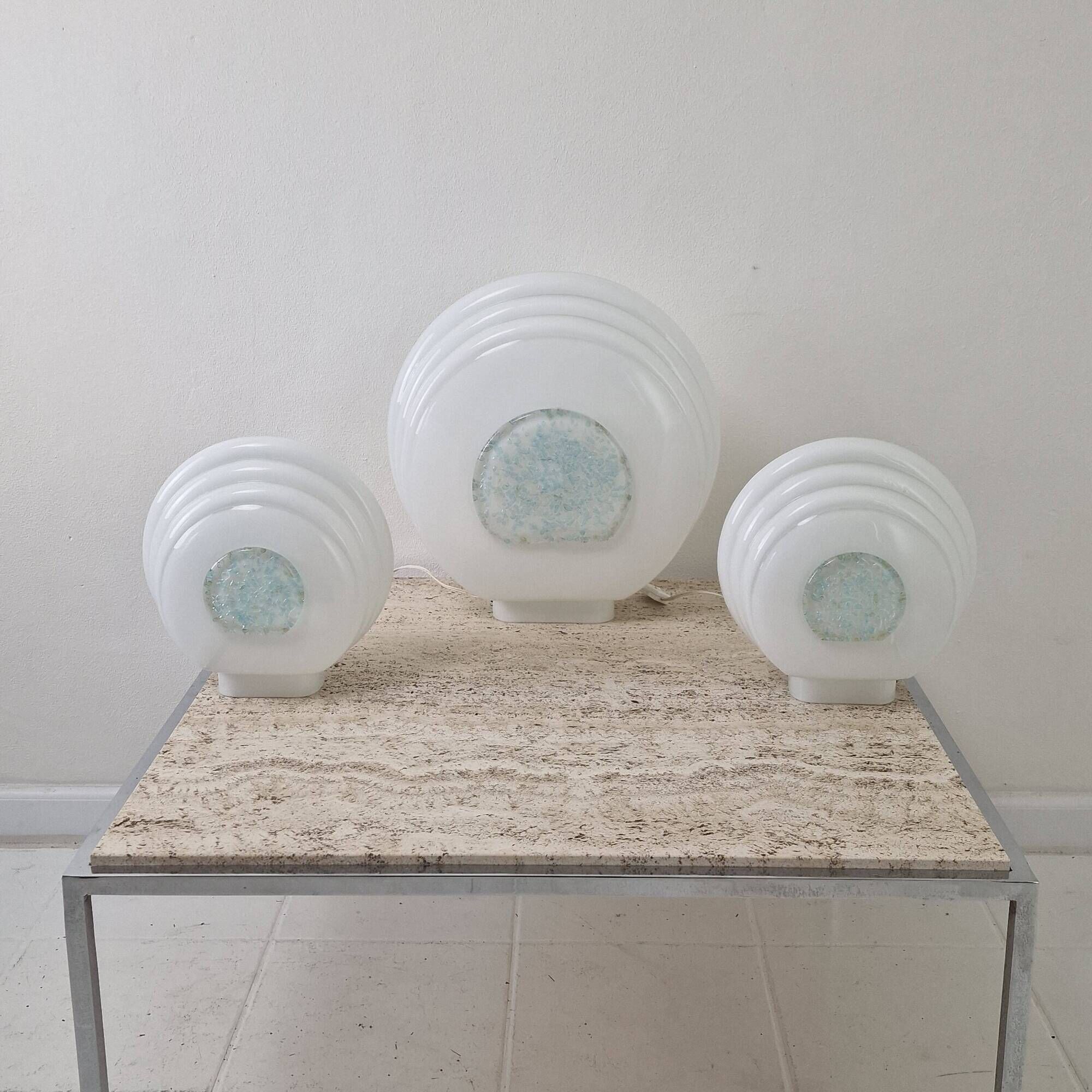 Rare 1970s Murano Glass Table Lamps by Ferro & Lazzarini - Set of 3
