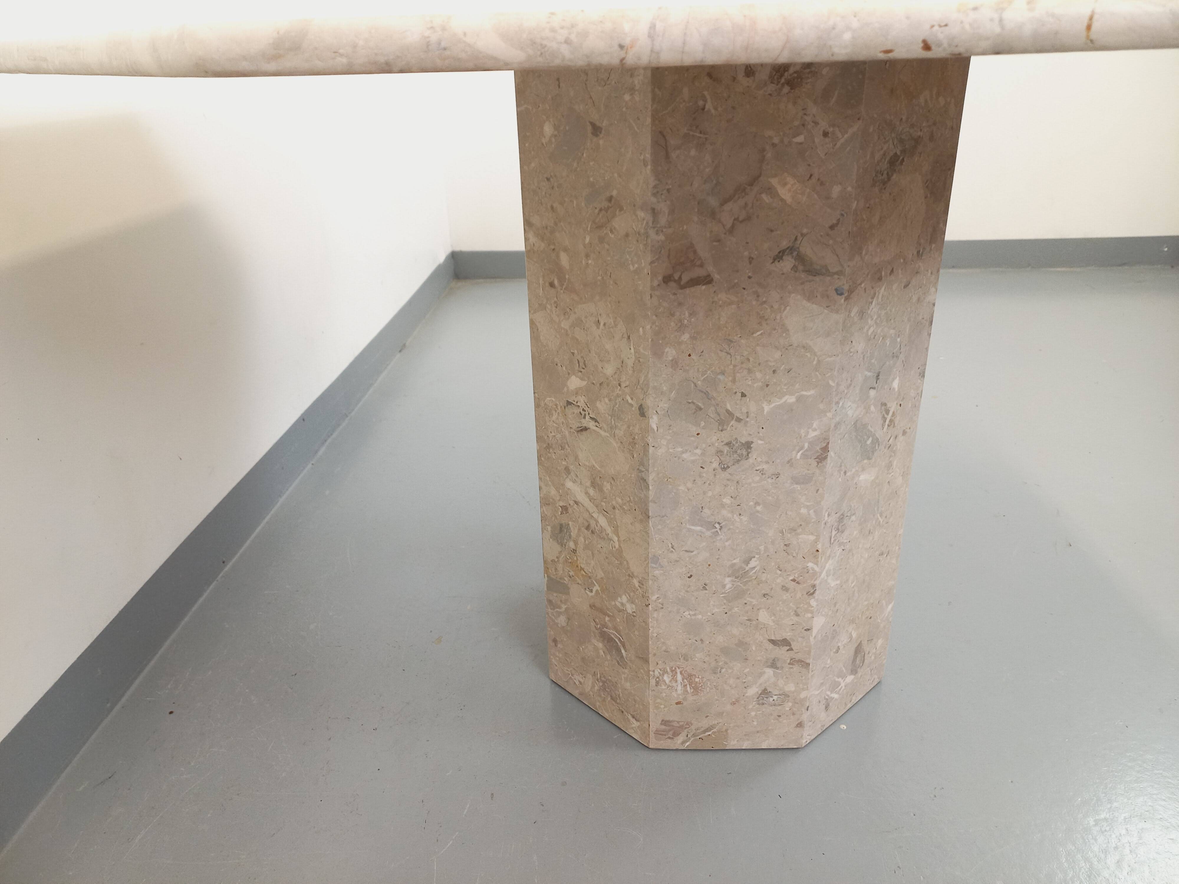 Vintage 70s 80s Octagonal Marble Dining Table
