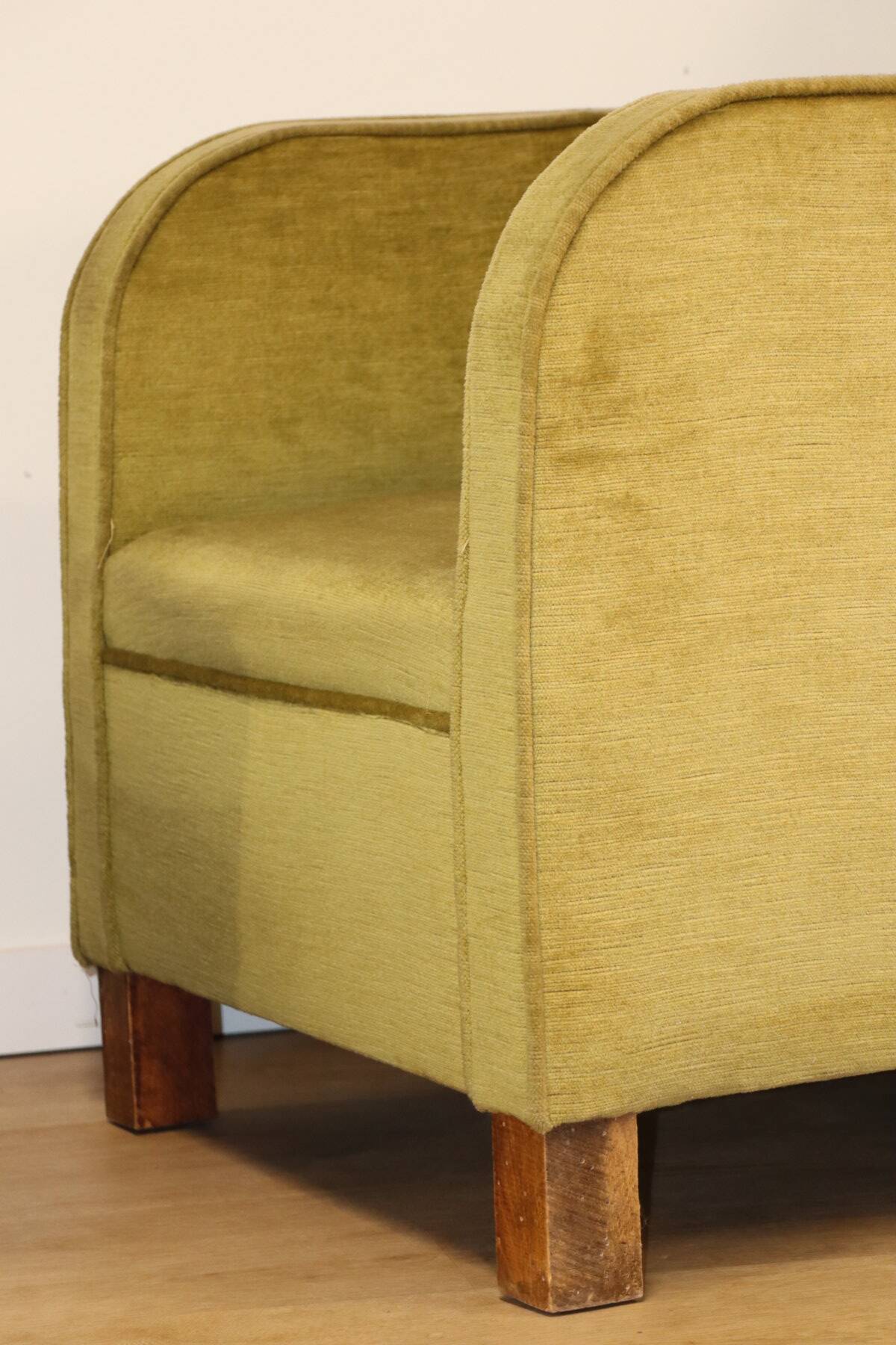 Pair of vintage velvet armchairs with footrest - 1950s