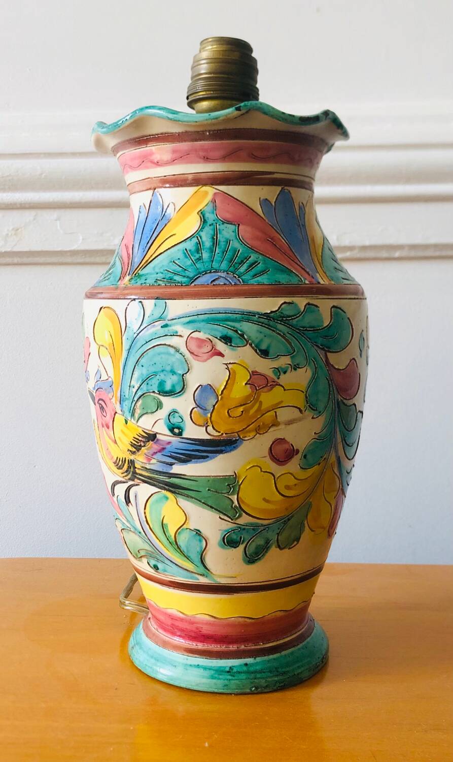 Majolica Italy ceramic lamp base