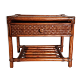 Rattan drawer table, bamboo and braided wicker