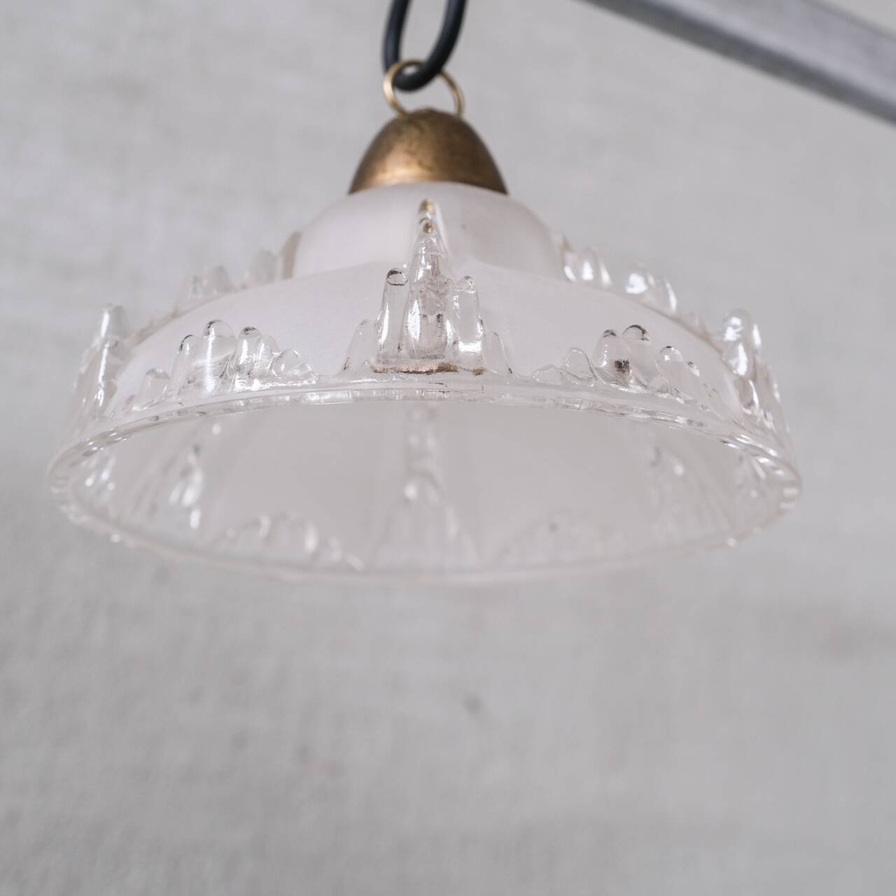 Pair of Mid-Century 'Ice' Glass Pendant Lights