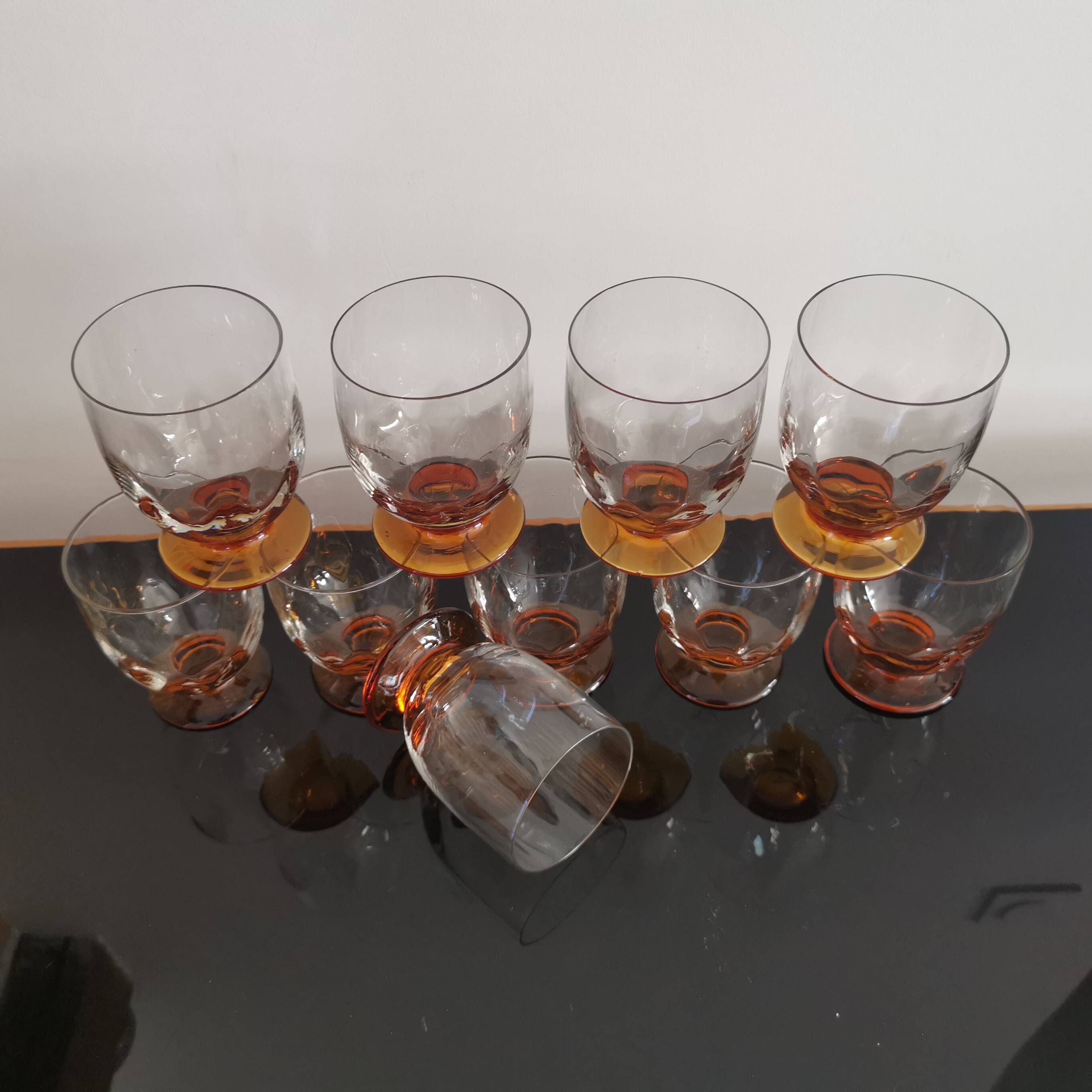 10 Art-Deco red wine glasses blown 1930