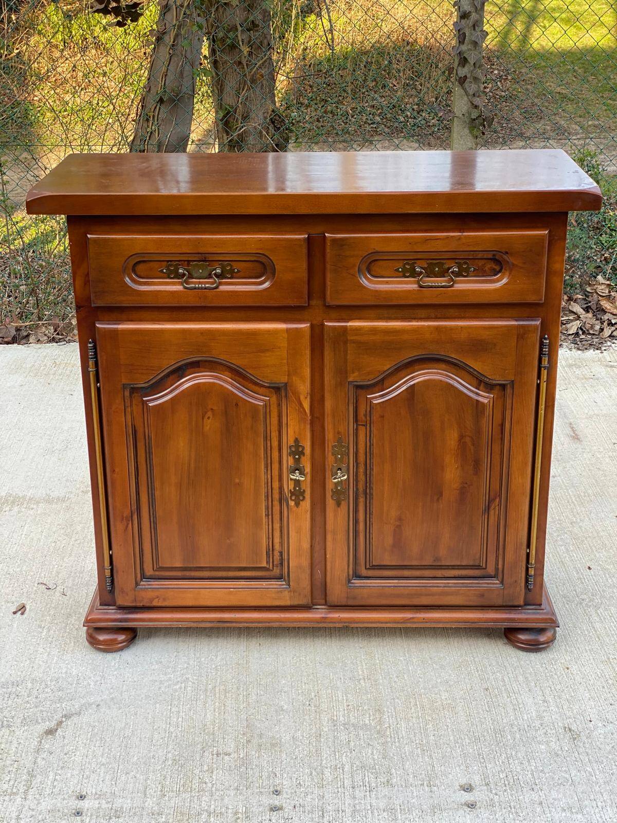 English sideboard with 2 doors and 2 drawers, solid satin cherry wood