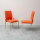 Set of 4 vintage golden metal and orange fabric chairs, 1970s modernist
