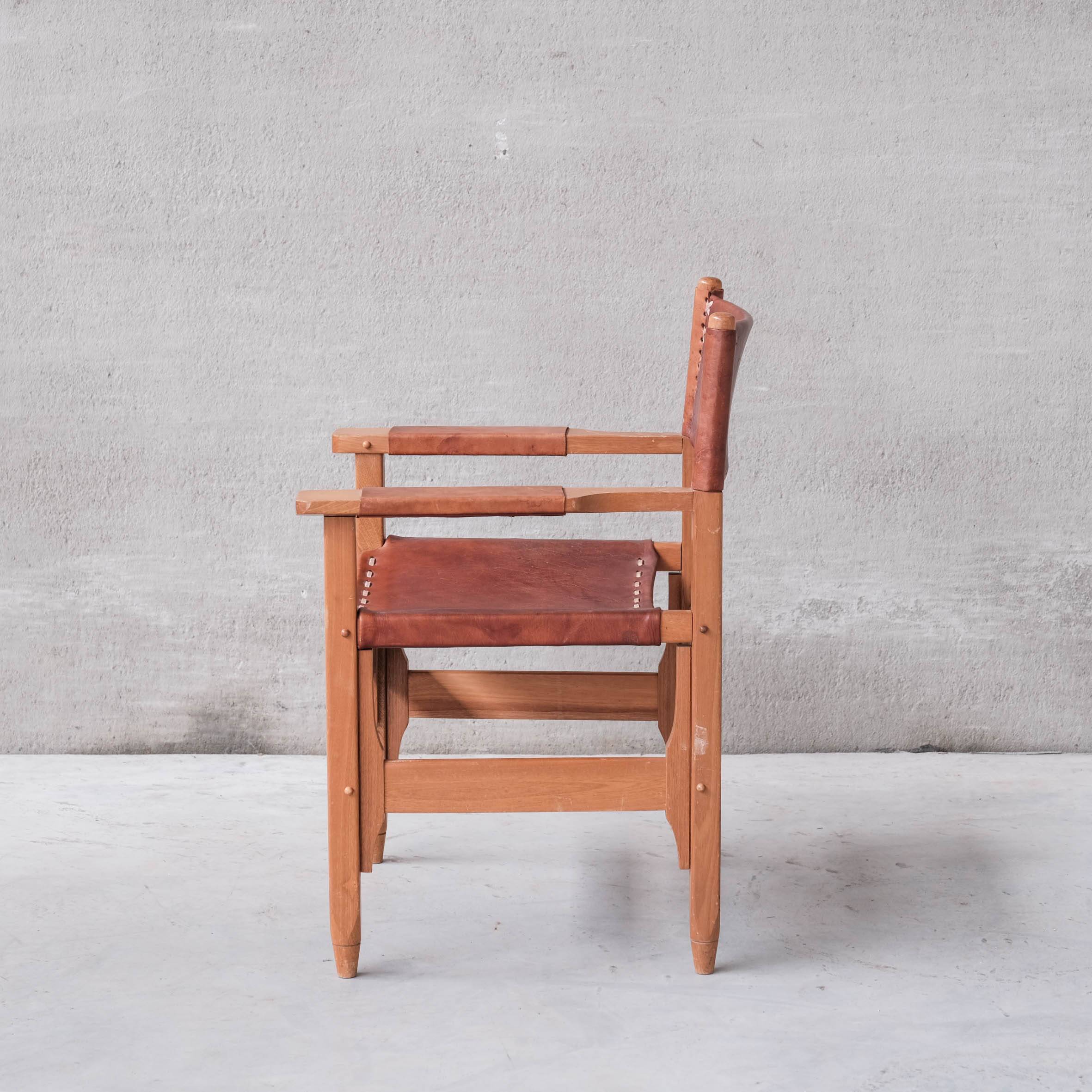 Pair of Mid-Century French Leather Armchairs