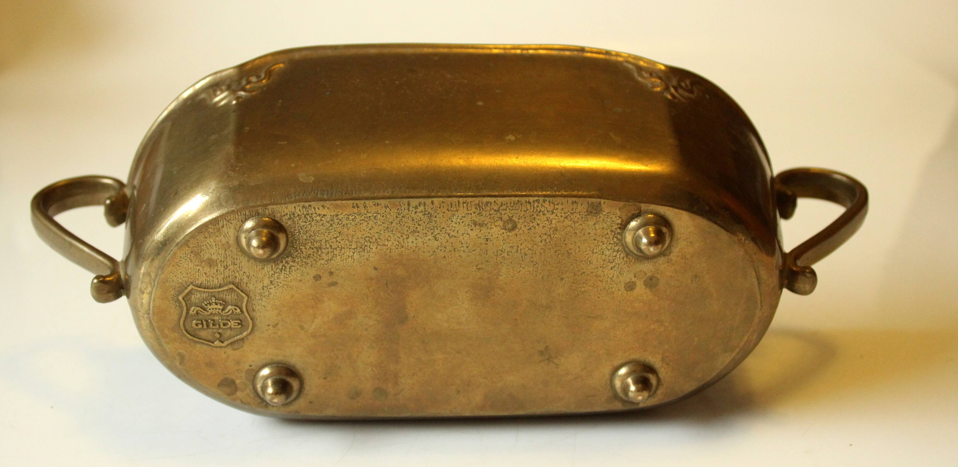 Handmade marked solid brass jardiniere, vintage from the 1960s