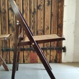 Pair of folding chairs wicker cané