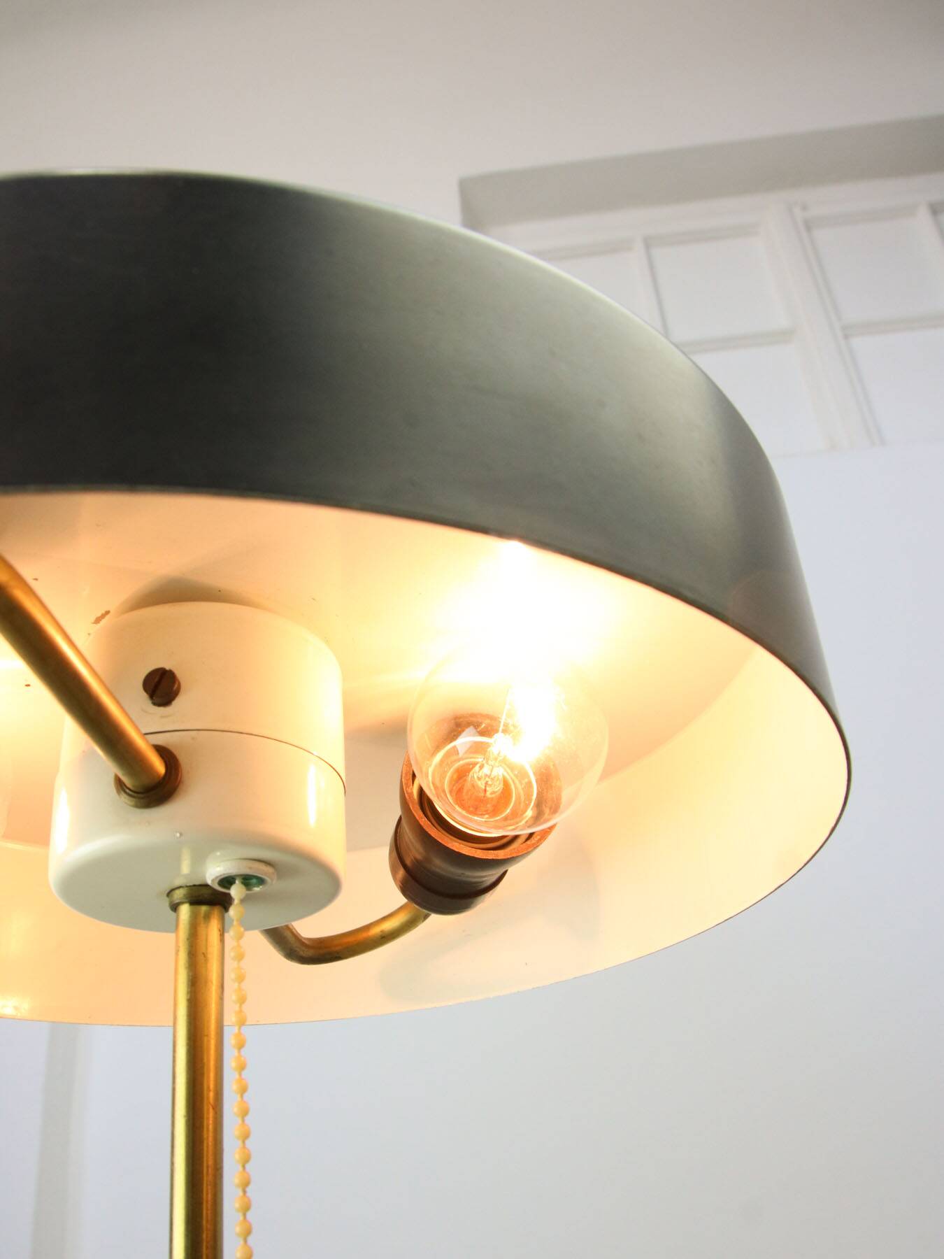 Mid-Century Black & Brass Table Lamp from Kamenický Šenov