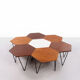 Gio Ponti Set of 7 hexagonal coffee table by ISA Bergamo, 1950 Italy.