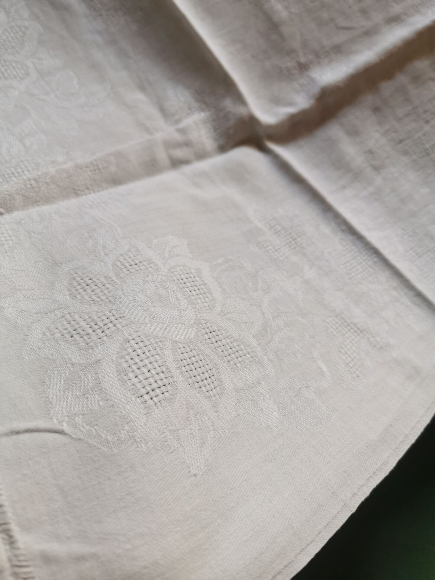 10 old damask linen napkins with monogram