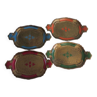 Set of 4 small Venetian trays, 1970 Italy