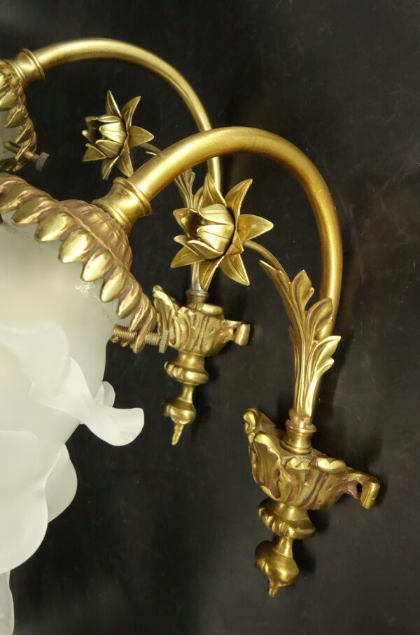 Pair of Louis XVI style flower sconces - signed P. Lucas