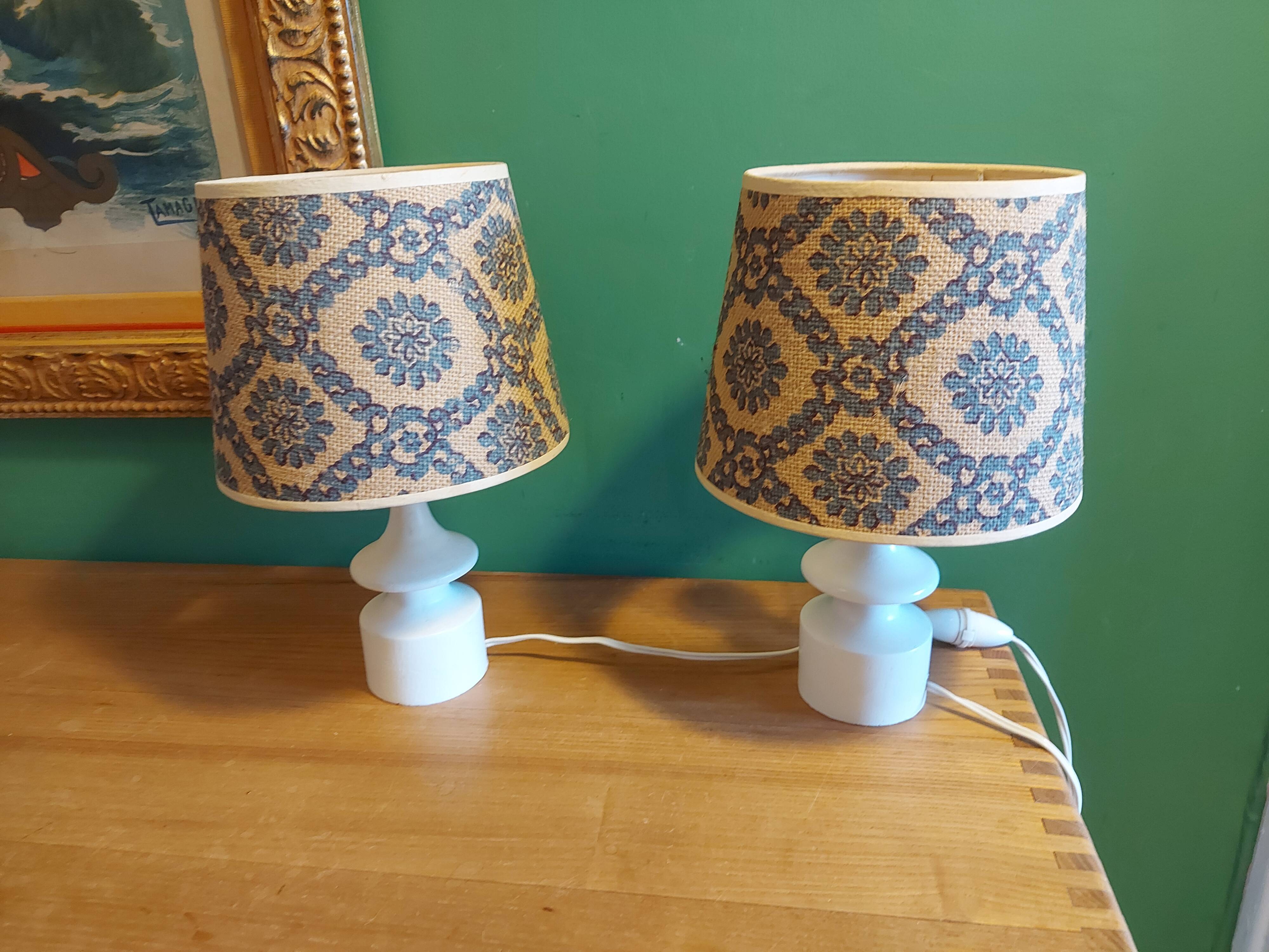 2 vintage 60's wooden bedside lamps
