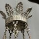 Grand lustre ancien rare en bronze massif argenté de style Empire 12 points lumineux.