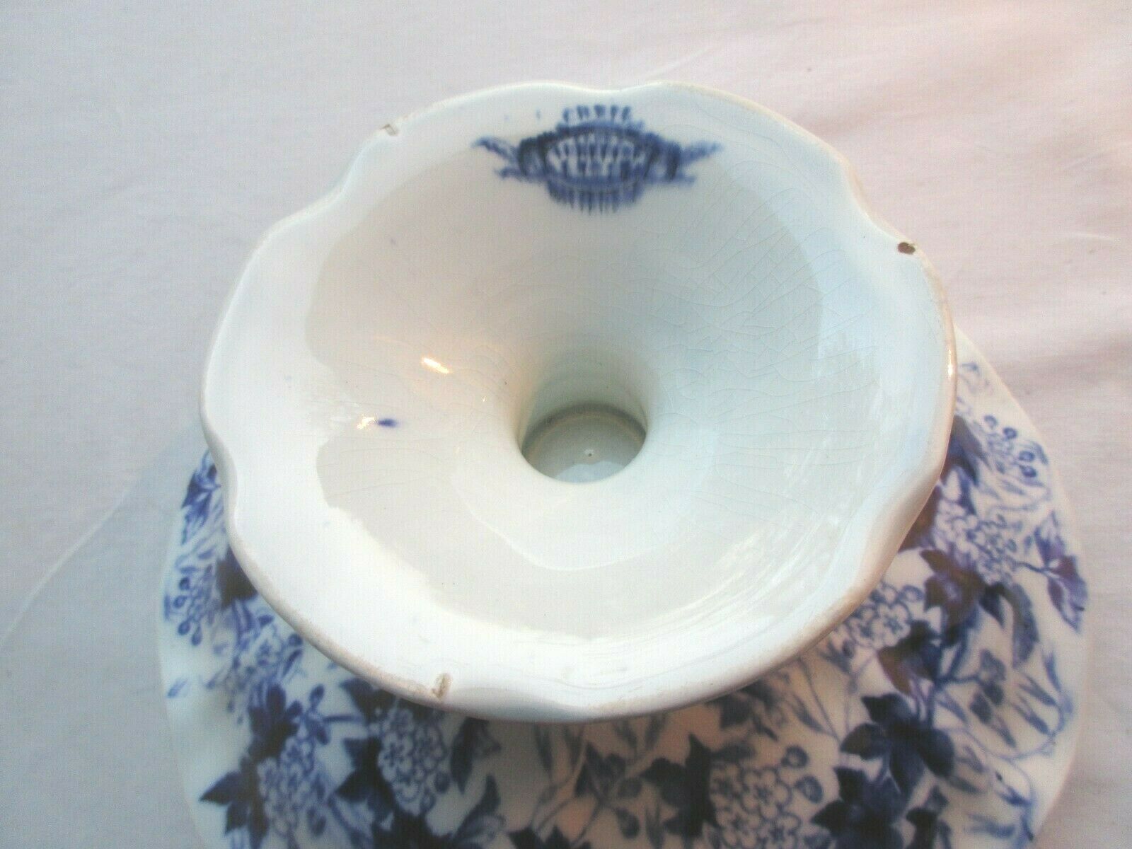 Fruit cup on pedestal, signed Creil Montereau, Flora: Hawthorn and oats