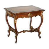 Pine desk with leather and gilding, late Victorian period around 1900.