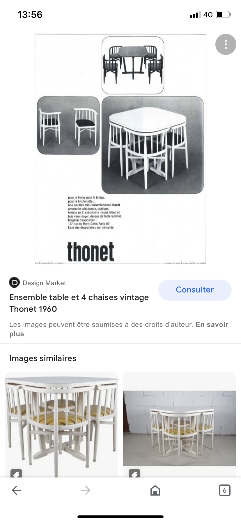 Table set and 4 chairs Thonet 1960