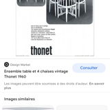 Table set and 4 chairs Thonet 1960
