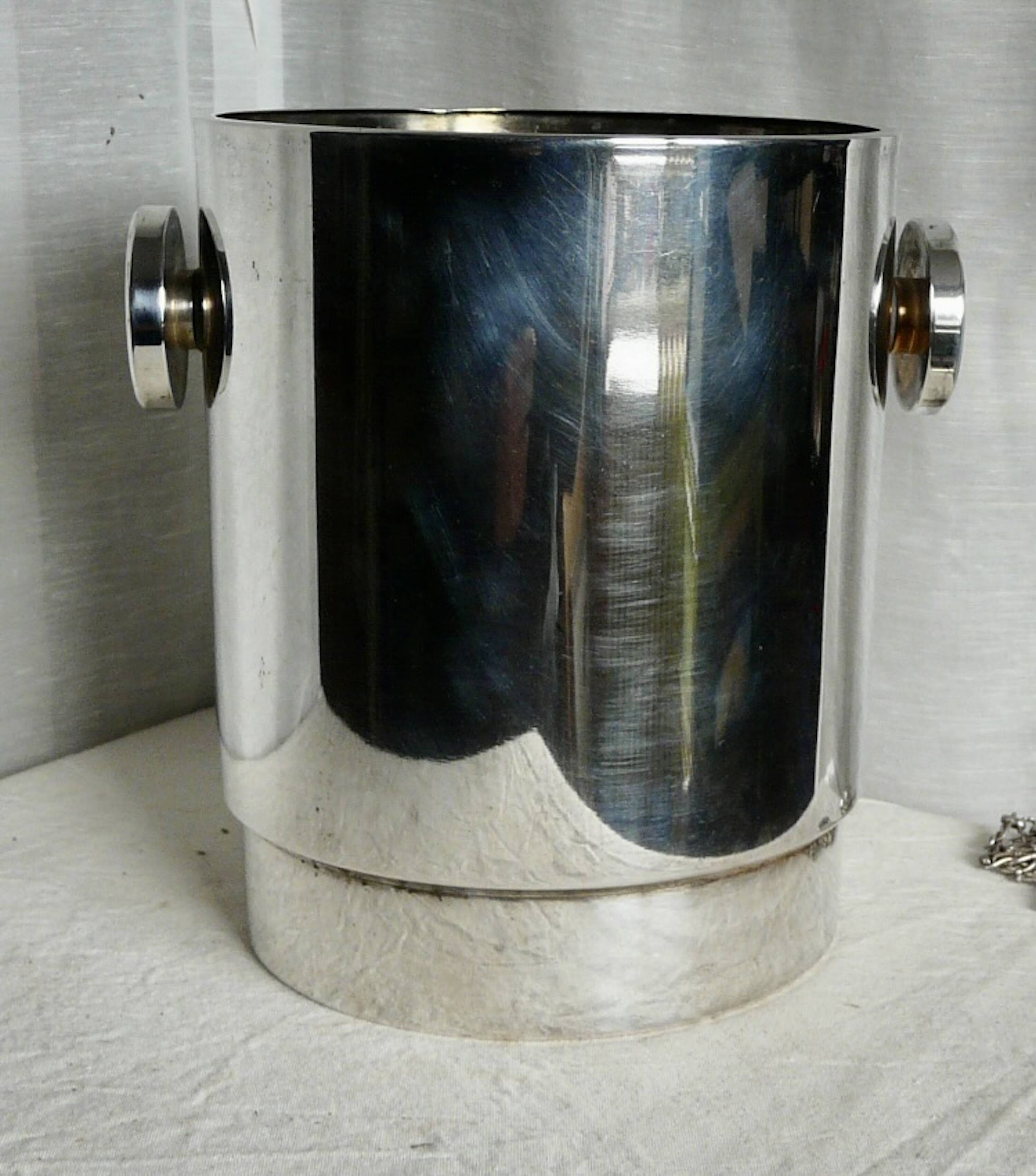 Modernist silver metal Champagne (or wine) bucket