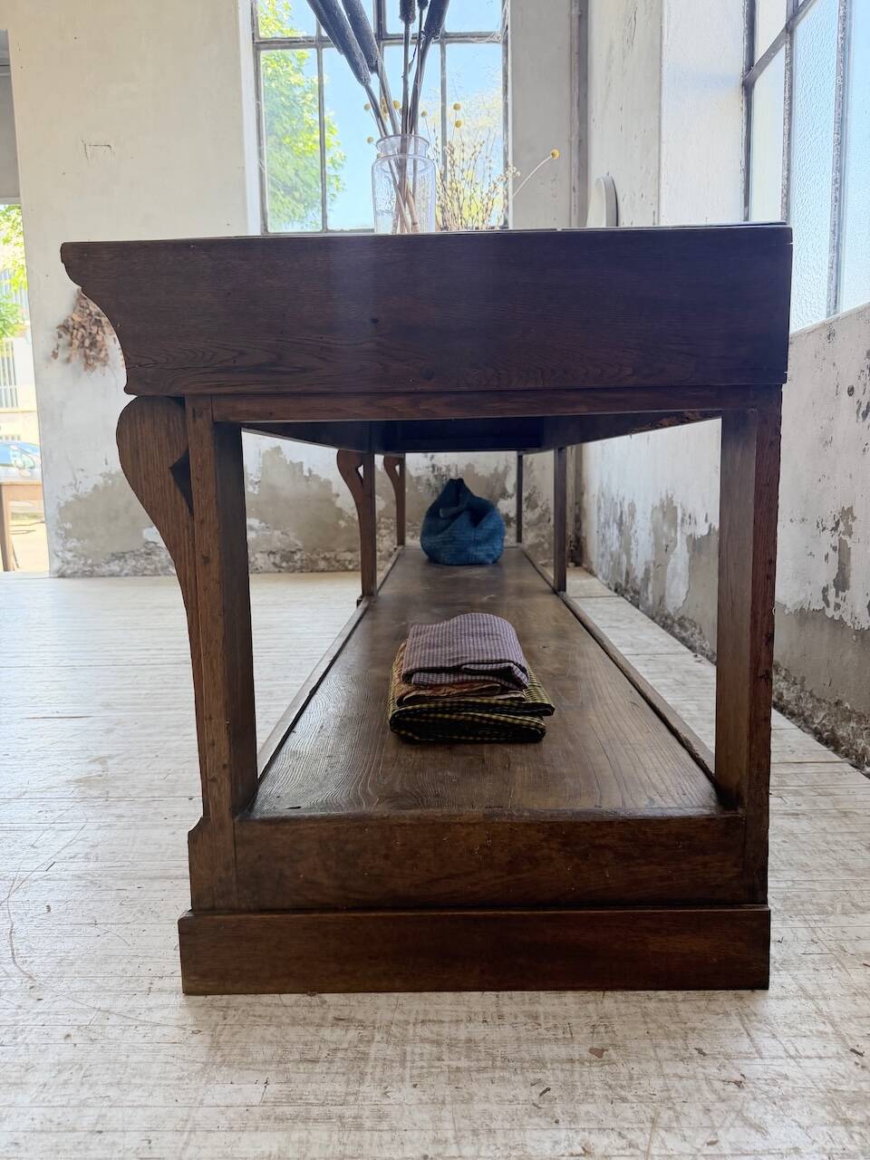 Table de gantier drapière 1900 chêne massif 330cm XL
