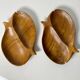 Set of 2 handcrafted olive wood fish bowls/dishes - MCM