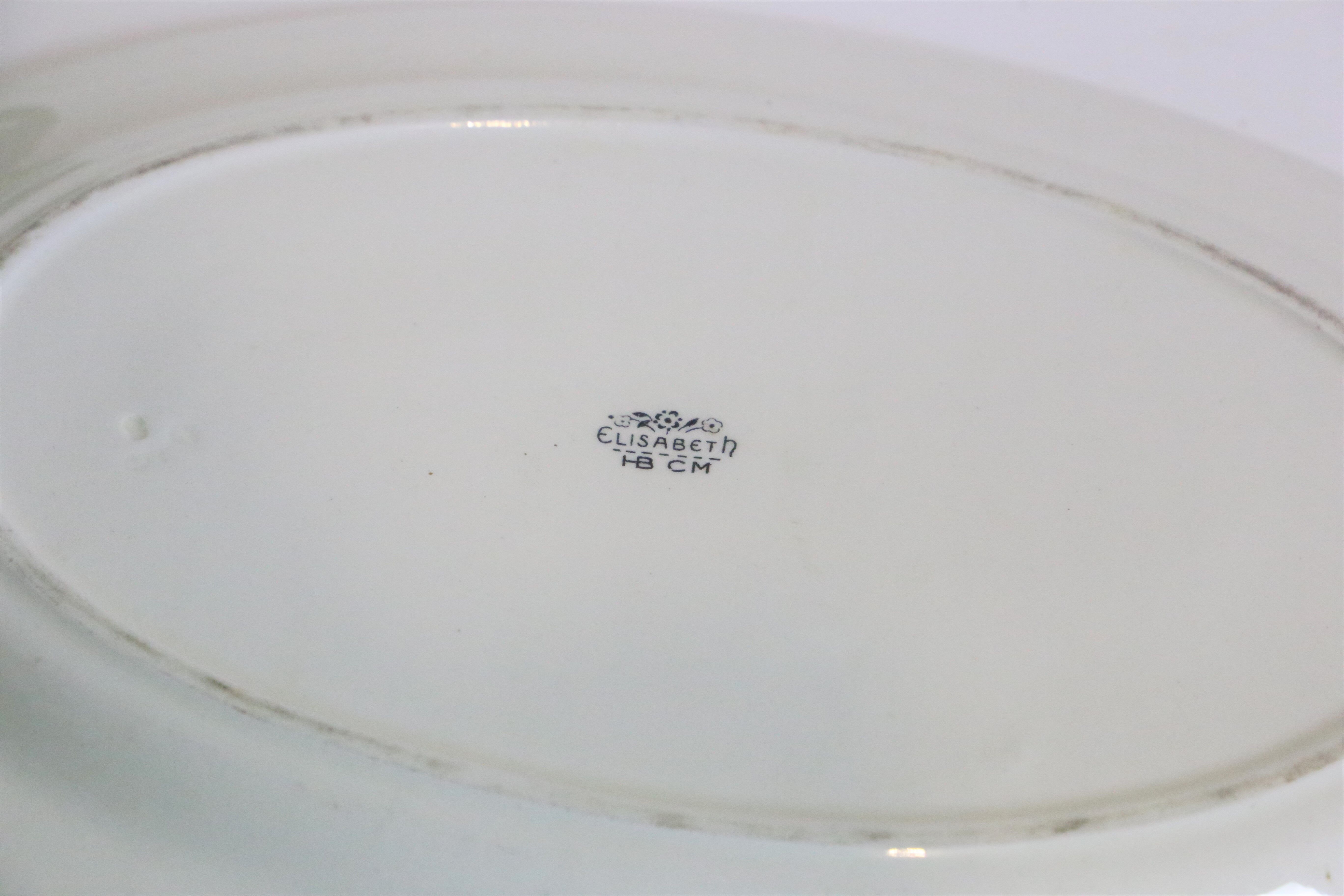 Oval dish elisabeth, hcbm, creil and montereau, vintage