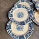 6 dessert plates Gien in blue ironstone, "Blue Ibis" service.