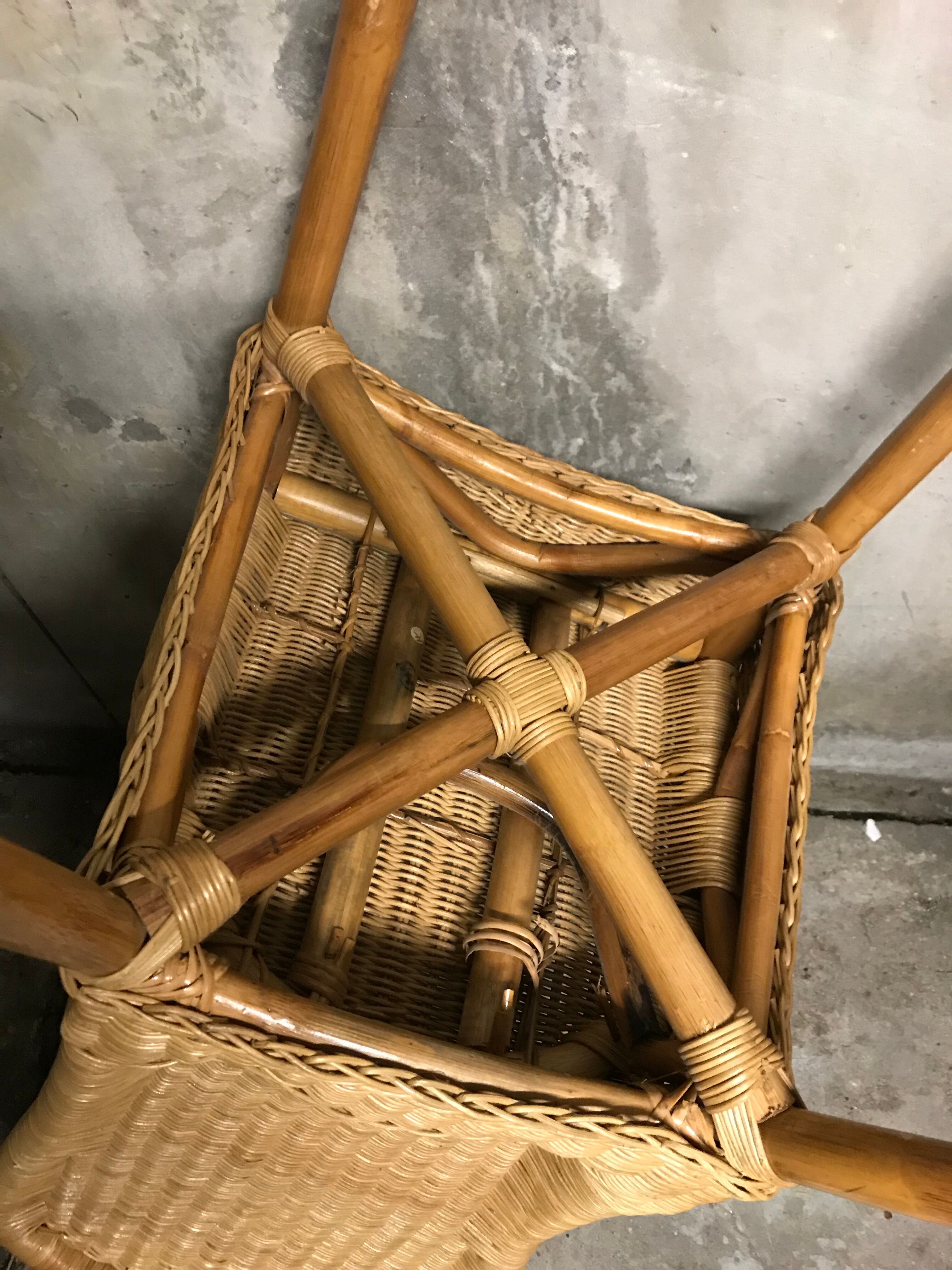 Set of 4 chairs rattan and wicker signed HH