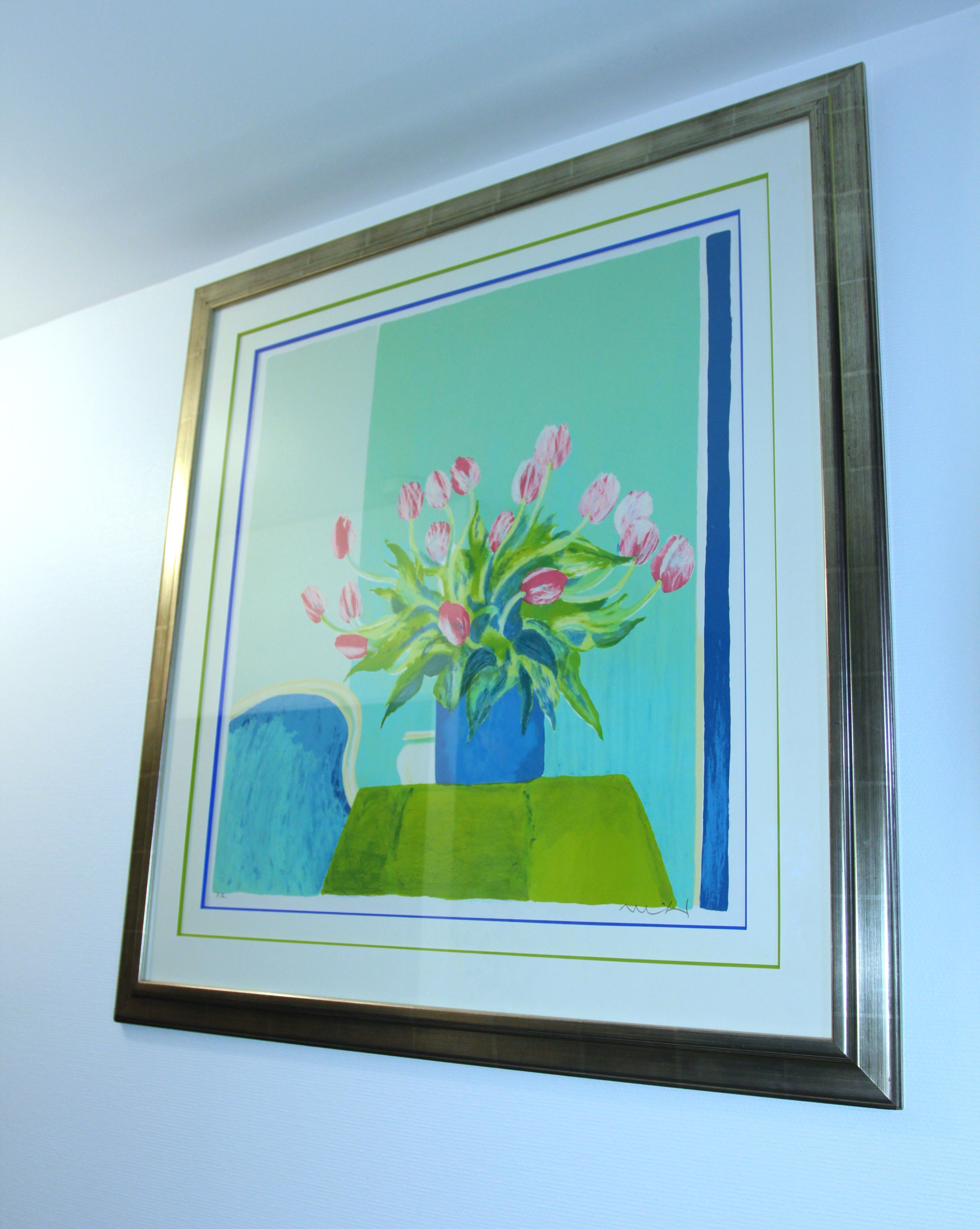 Bouquet of tulips, lithograph signed by Roger Mühl, printed by Mourlot, c. 1980-1990