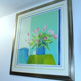 Bouquet of tulips, lithograph signed Roger Mühl, imp. Mourlot, c. 1980-1990