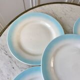 set of 5 pastel gradient sky blue dessert plates from the 40s and 50s