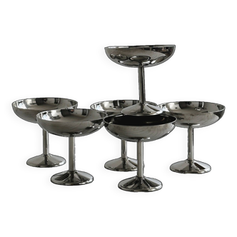 6 Etang Remy stainless steel bowls.
