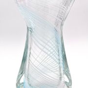 Vase Sculpture Murano Zanfirico Filigree Sommerso Blue Pink White