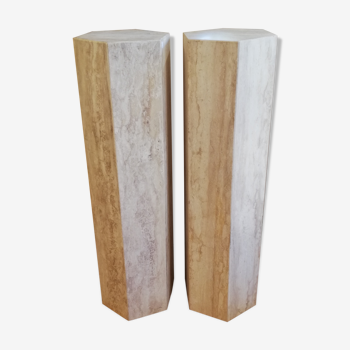 Pair of travertine columns with cut sides 1970