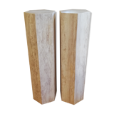 Pair of travertine columns with cut sides 1970