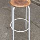 Vintage industrial bar stool in white steel and wood, 75cm.