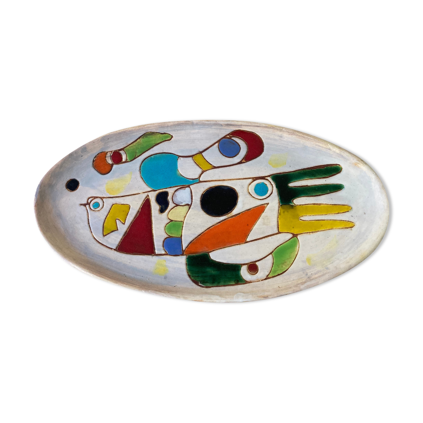 Enamelled ceramic dish MC Treinen Vallauris