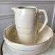 Toilet service in terre de fer longchamp cream with golden edging 40s-50s