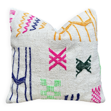 Coussin en laine berbère fait main : Coussin Kilim marocain (45x45cm)
