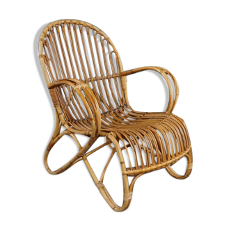 Belse 8 armchair in rattan of Dutch design round back 50s