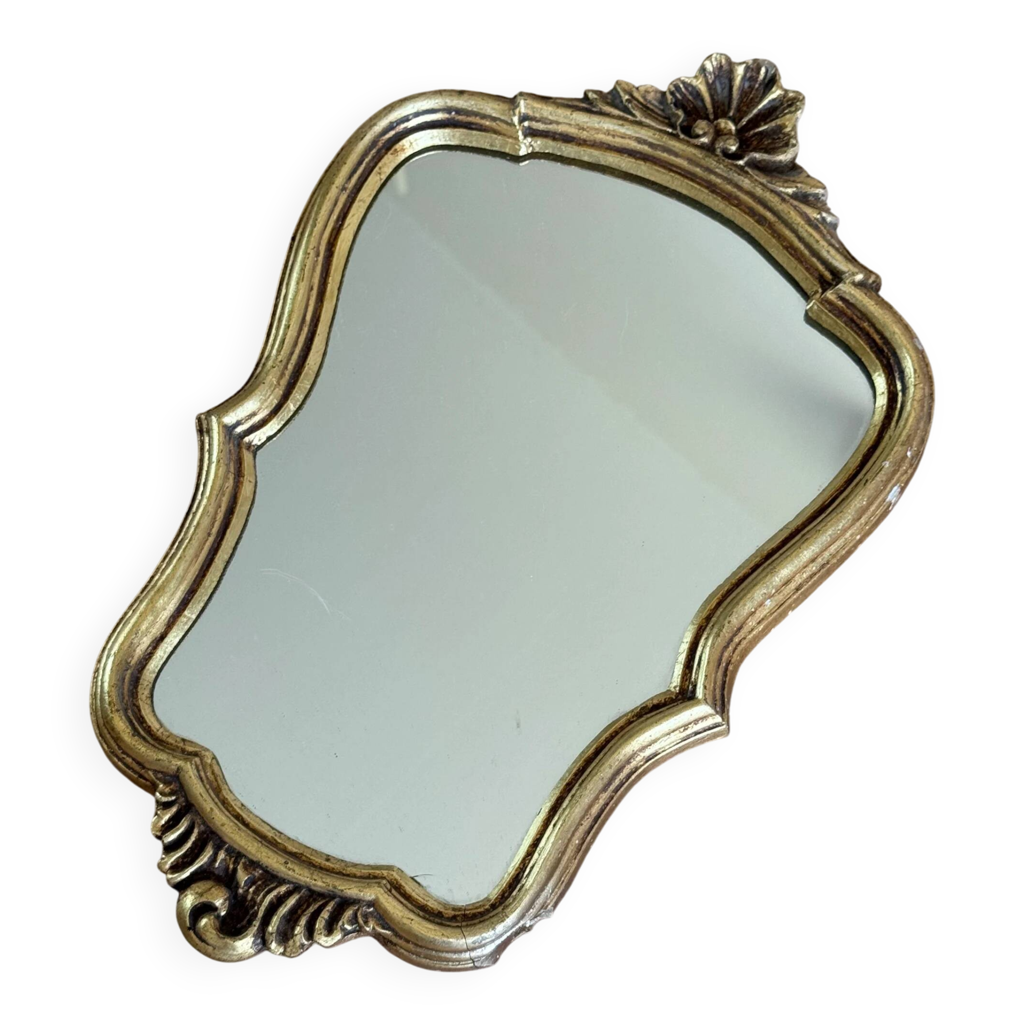 Vintage gold shell mirror
