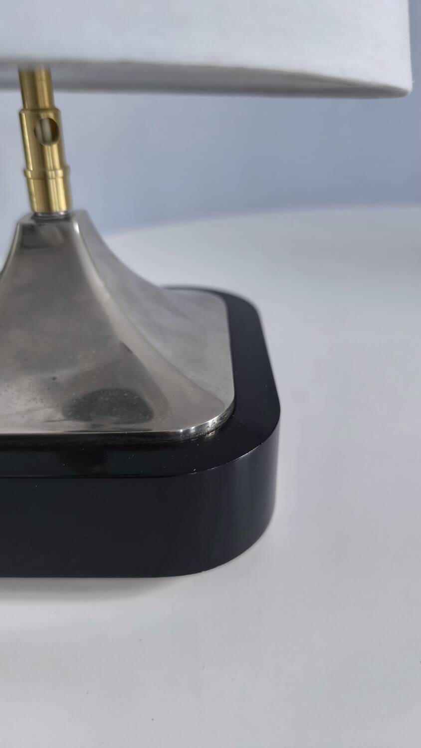 Silver-plated metal table lamp by Jean Curti, 1970