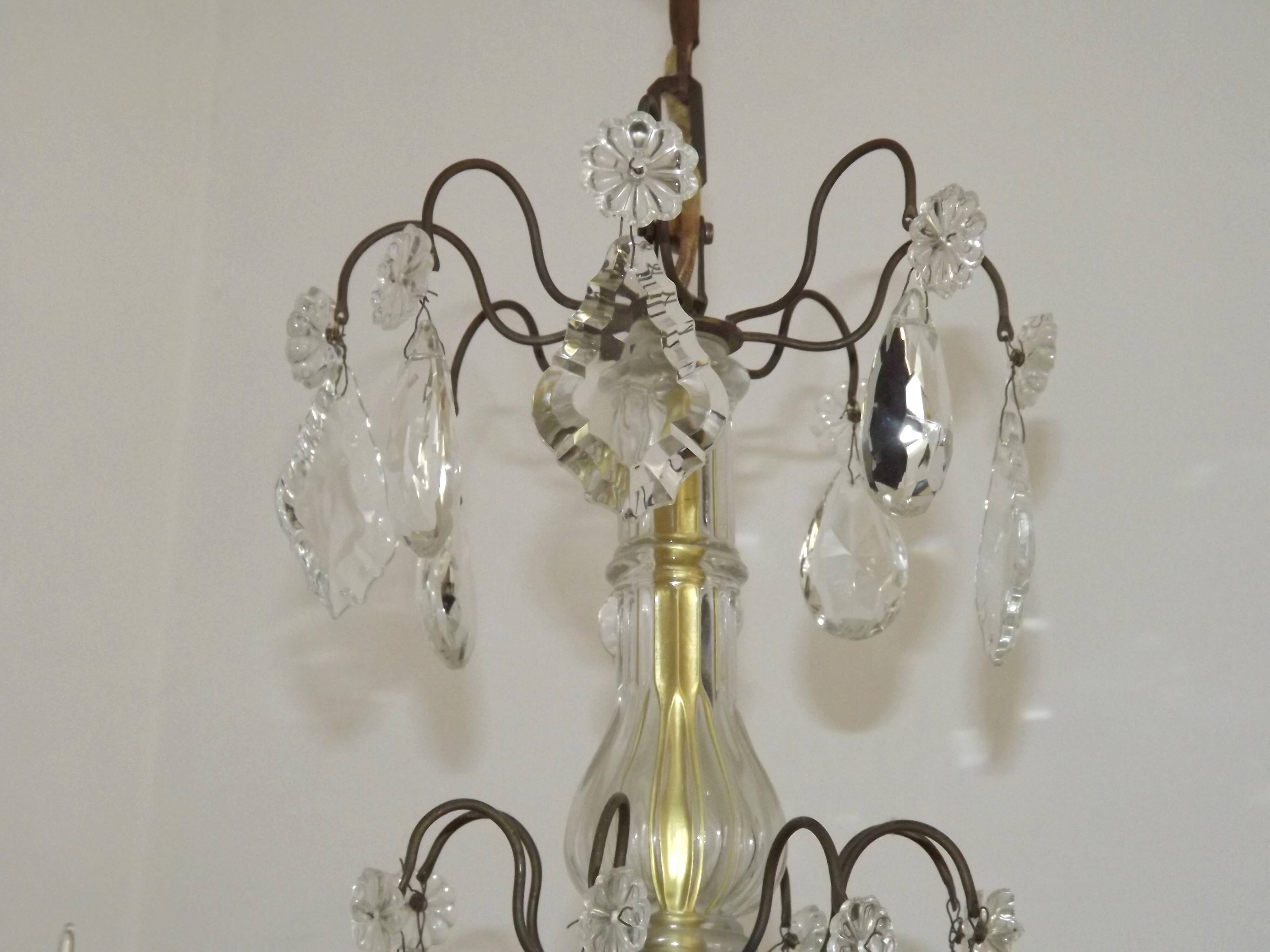 Lustre Rococo 8 lights in glass and antique bronze crystal 5199