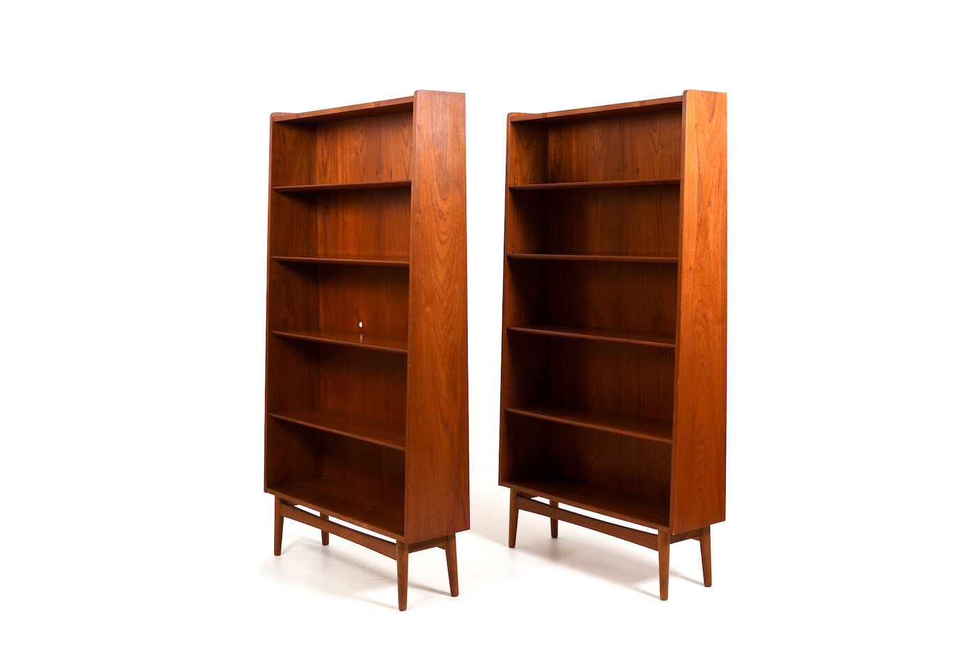 Pair conical Danish Bookcases in Teak by Johannes Sorth