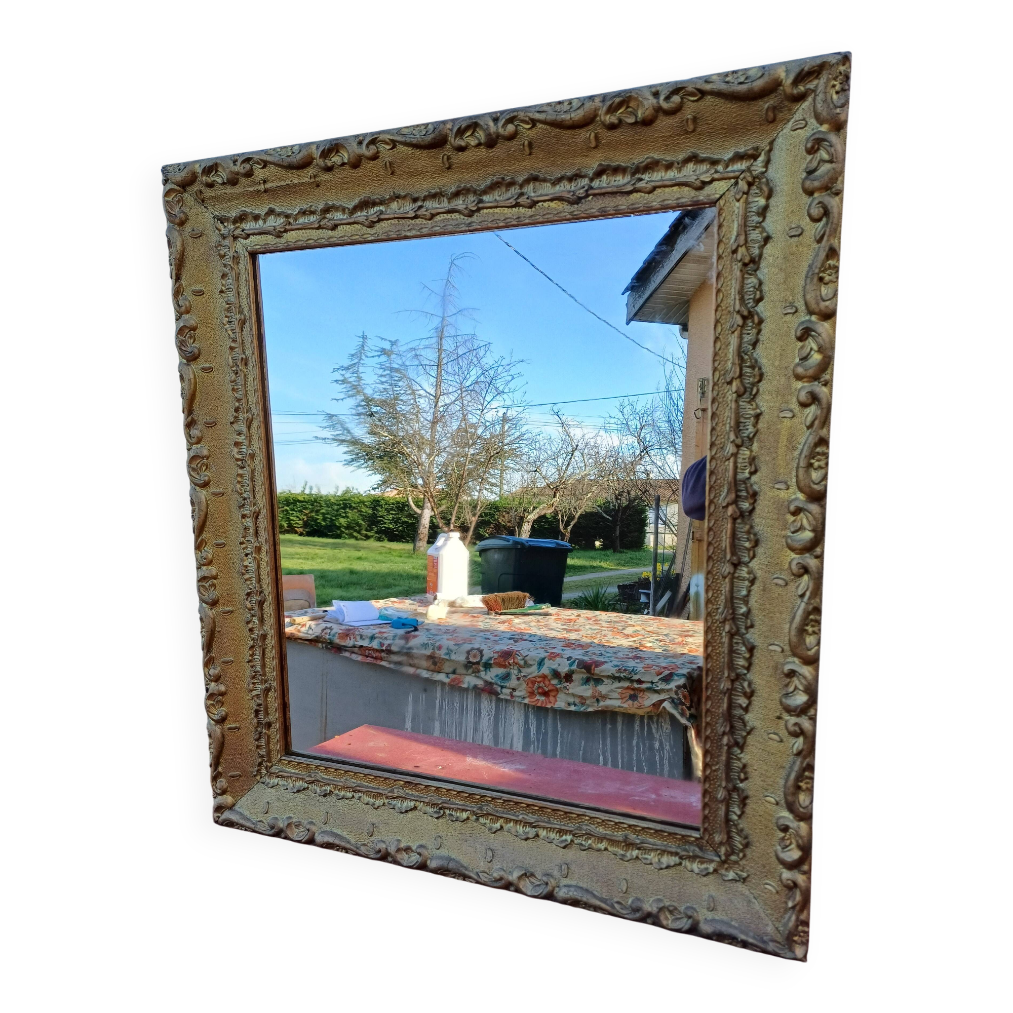 Mirror Wood and gilded Stuk