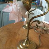 Old bedside lamp flower in art nouveau style glass paste