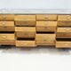 Shop counter made of birch and oak with twenty drawers, 1940s.